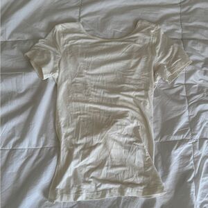 OPEN BACK TWIST BACK Cream Short Sleeve T-Shirt